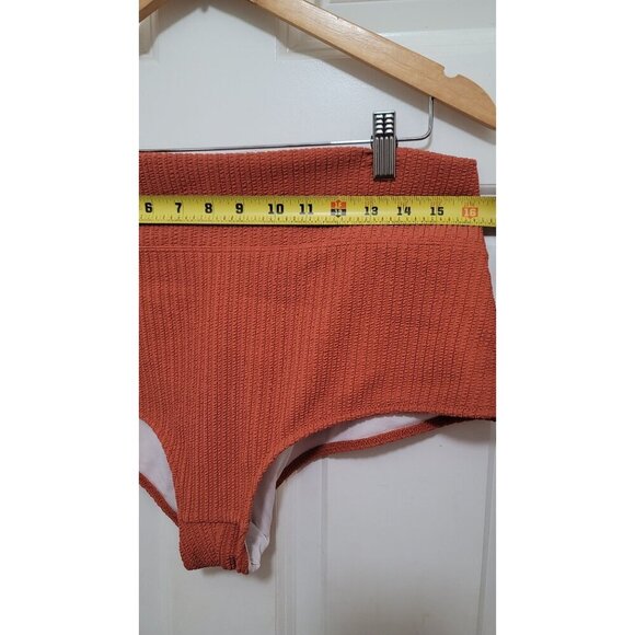 Pink Victoria Secret Womens High-Waisted Brown Ribbed Swim Bottoms Size XXL - Picture 6 of 8